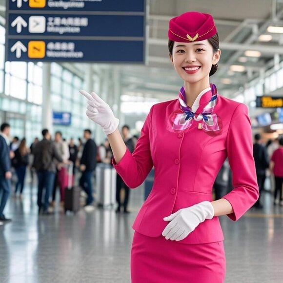 Women’s Flight Attendant Costume Accessory Set Hat Scarf Gloves Sunglasses main image 5